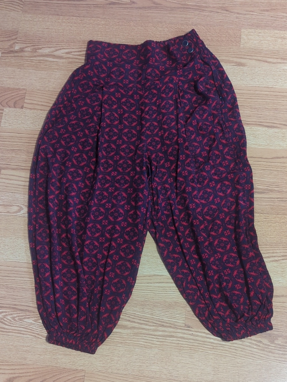 Patterned Red and Black Harem Pants